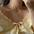 Double layer wear clavicle chain summer charm personality choker heart necklace chain
